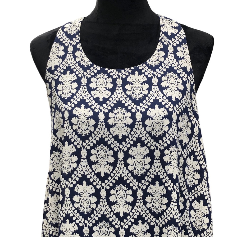 Buttons Navy Blue Victorian Print Dress size Medium - Picture 5 of 8